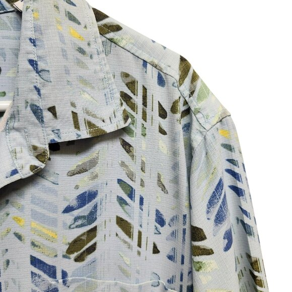 Tommy Bahama Mens XL IslandZone Button Up Shirt Blue Geometric Print Collared - Picture 6 of 16